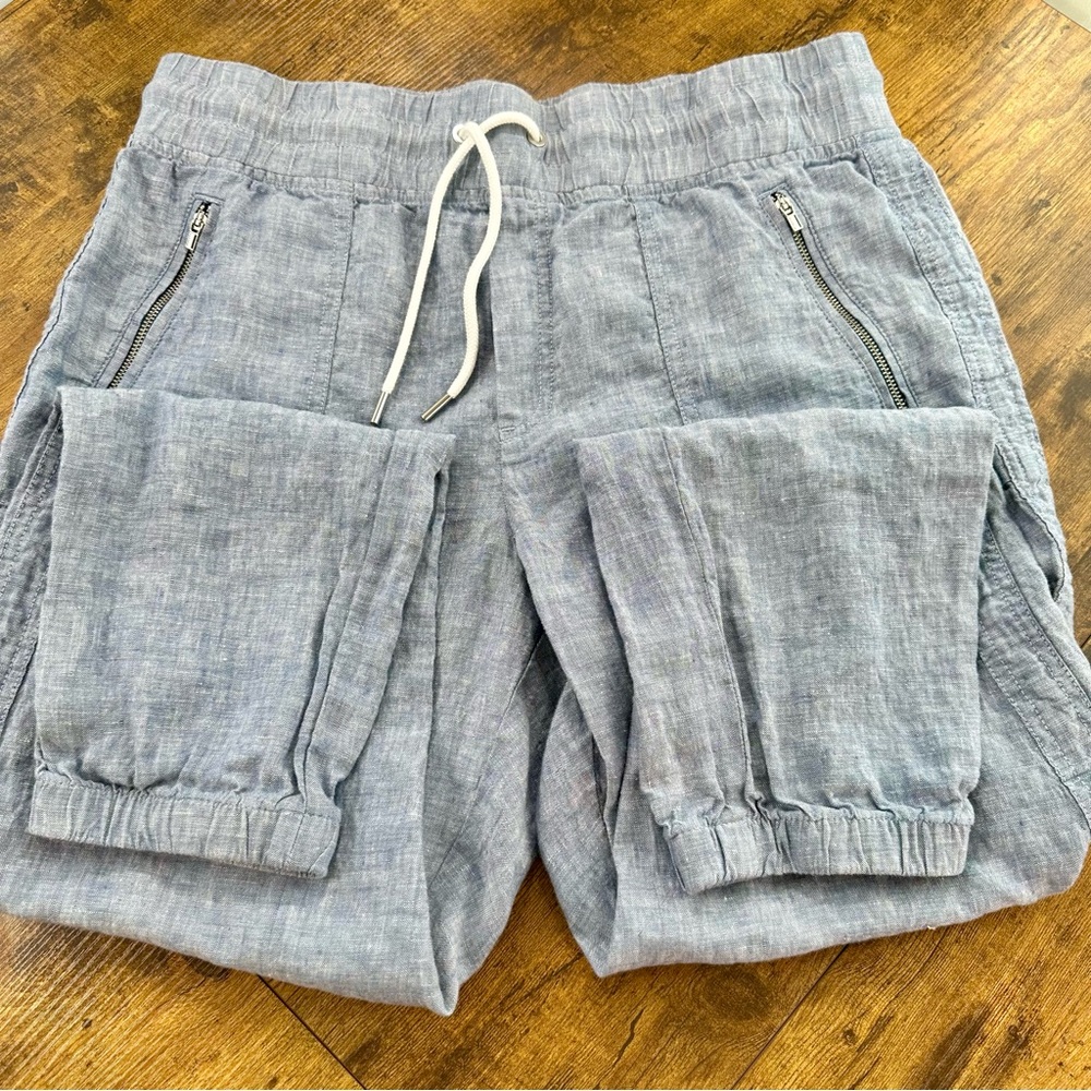 Athleta Cabo Linen Light Blue Drawstring Joggers, 12 - Picture 11 of 16